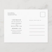 ピンクエレガントブルーの水色フローラ保存日付 インビテーションポストカード (裏面)