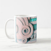 ピンクエレガントブルーアールヌーボー、ファンタジー大理石デコール コーヒーマグカップ (左)