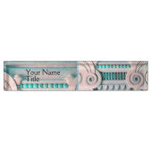 ピンクエレガントブルーアールヌーボー、ファンタジー大理石デコール デスクネームプレート (正面)