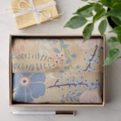 ピンクエレガントブルーキャラメルフローラルパターン 薄葉紙 (ギフト)