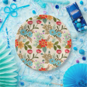 ピンクエレガントブルーグリーンフローラ離れパターン ペーパープレート (パーティー)