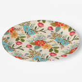 ピンクエレガントブルーグリーンフローラ離れパターン ペーパープレート (アングル)