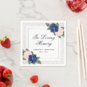 ピンクエレガントブルーシルバーフローラ追悼式 スタンダードカクテルナプキン (インサイチュ)