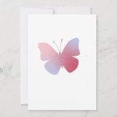 ピンクエレガントブルーバタフライ第1誕生日 招待状 (裏面)