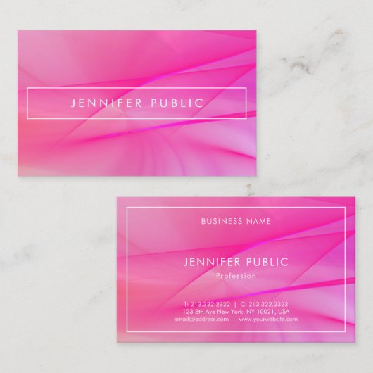 ピンクエレガントブルーパープルエレガントトレンディー 名刺 (正面/裏面)
