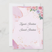 ピンクエレガントブルーフローライスラム結婚教徒 招待状 (裏面)