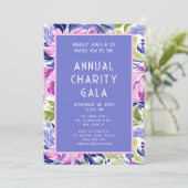 ピンクエレガントブルーフローラチャリティーイベントガラパーティー 招待状 (スタンド正面)