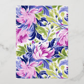 ピンクエレガントブルーフローラチャリティーイベントガラパーティー 箔招待状 (裏面)