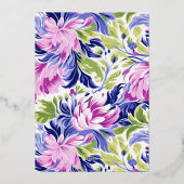 ピンクエレガントブルーフローラチャリティーイベントガラパーティー 箔招待状 (裏面)