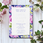 ピンクエレガントブルーフローラチャリティーイベントガラパーティー 箔招待状