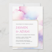 ピンクエレガントブルーホワイトクラウドモノグラム結婚ズ シーズンカード (正面)