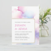 ピンクエレガントブルーホワイトクラウドモノグラム結婚ズ シーズンカード (スタンド正面)