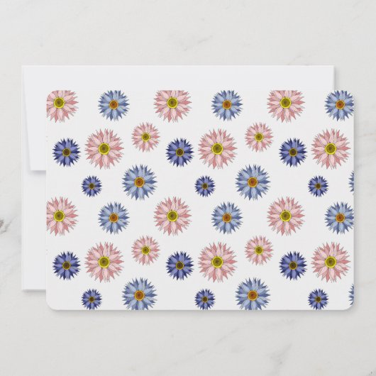 ピンクエレガントブルー彼または彼女のフローラ性が明かす 招待状 (裏面)