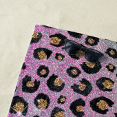 ピンクエレガントブルー金ゴールドグリッターブラックレオパード印刷 ビーチタオル (インサイチュ)