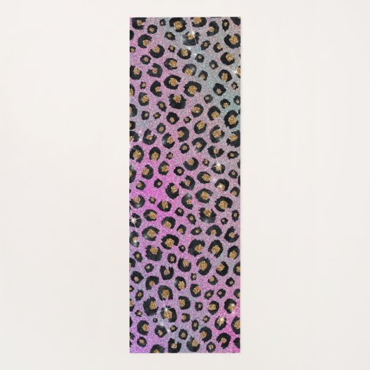 ピンクエレガントブルー金ゴールドグリッターブラックレオパード印刷 ヨガマット (裏面)
