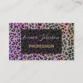 ピンクエレガントブルー金ゴールドグリッターブラックレオパード印刷 名刺 (正面)