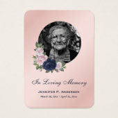 ピンクエレガントブルー金ゴールドフローラメモリアルカード (正面)