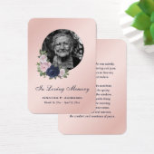 ピンクエレガントブルー金ゴールドフローラメモリアルカード (デスク)