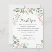 ピンクエレガントブロッサムウォーター悔やみや弔慰葬儀 サンキューカード (正面)
