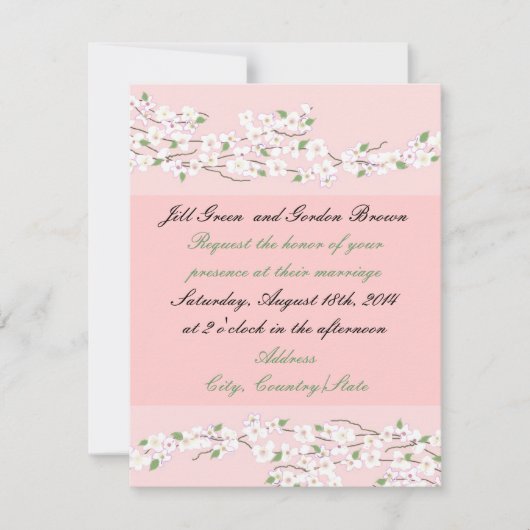 ピンクエレガントブロッサム結婚式招待状 招待状 (正面)