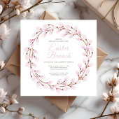 ピンクエレガントプッシウィローイースターブランチ 招待状