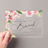 ピンクエレガントプニーズマザーズデイブランチ アクリル招待状 (インサイチュ (ポータブル))