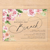 ピンクエレガントプニーズマザーズデイブランチ アクリル招待状 (正面)