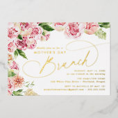 ピンクエレガントプニーズマザーズデイブランチ 箔招待状 (正面)