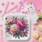 ピンクエレガントプニーズマザーズデイ紙プレート ペーパープレート (パーティー)