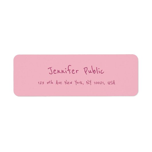 ピンクエレガントプモダンプレーン手書きスクリプト文字 ラベル (正面)