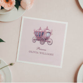 ピンクエレガントプリンセスキャリッジ誕生日パーティー スタンダードカクテルナプキン