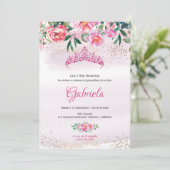 ピンクエレガントプリンセスティアラキンセアニェラ招待状 招待状 (スタンド正面)