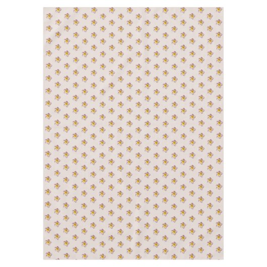 ピンクエレガントプルメリアフラワーズオンシャンパンベージュ テーブルクロス (正面)