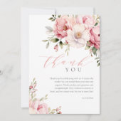 ピンクエレガントベビーイン開花ガールベビーシャワー サンキューカード (正面)