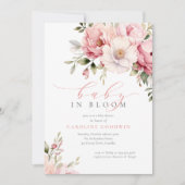 ピンクエレガントベビーイン開花ガールベビーシャワー 招待状 (正面)