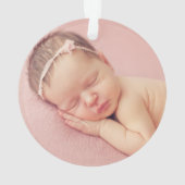 ピンクエレガントベビーガール初めてのクリスマス写真 オーナメント (裏面)