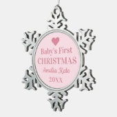 ピンクエレガントベビーガール初めてのクリスマス スノーフレークピューターオーナメント (右)