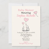 ピンクエレガントベビーガール赤ちゃんシャワー招待状 招待状 (正面)