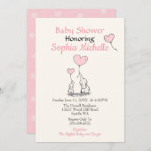 ピンクエレガントベビーガール赤ちゃんシャワー招待状 招待状 (正面/裏面)