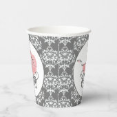 ピンクエレガントベビー乳母車ベビーシャワー 紙コップ (右)