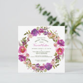 ピンクエレガントベリーパープルフローラブライダルシャワー 招待状 (スタンド正面)