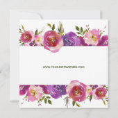 ピンクエレガントベリーパープルフローラブライダルシャワー 招待状 (裏面)