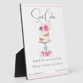 ピンクエレガントベーカリーケーキの水色 フォトプラーク (側面)