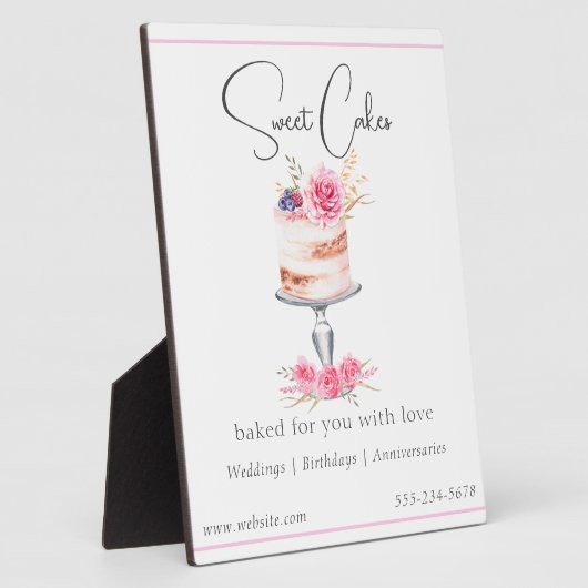 ピンクエレガントベーカリーケーキの水色 フォトプラーク (側面)