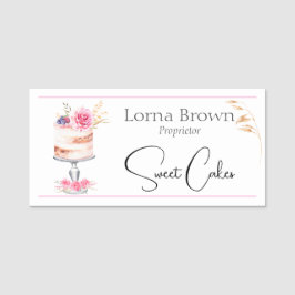 ピンクエレガントベーカリーケーキ水彩 名札