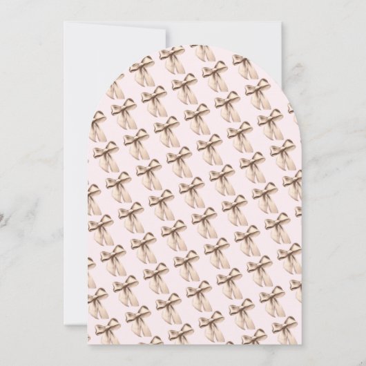 ピンクエレガントベージュコケットバウ赤ちゃんシャワー 招待状 (裏面)