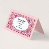 ピンクエレガントペイズリーデザイン涙滴デイジー 名刺 (正面)