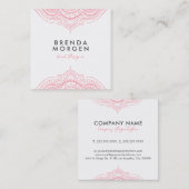ピンクエレガントペイズリー曼荼羅 スクエア名刺 (正面/裏面)