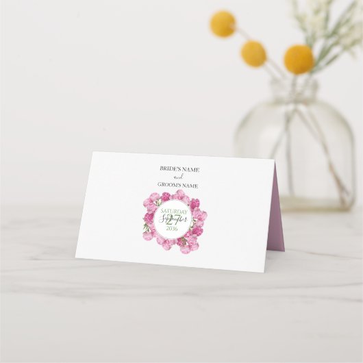 ピンクエレガントペオ結婚ニー座席表 プレイスカード (裏面)