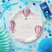 ピンクエレガントホットエアバルーン女の子ベビーシャワー ペーパープレート (パーティー)